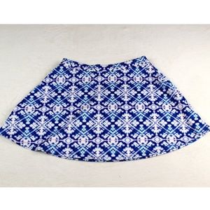Blue Kaleidoscope Print Polyester Skirt